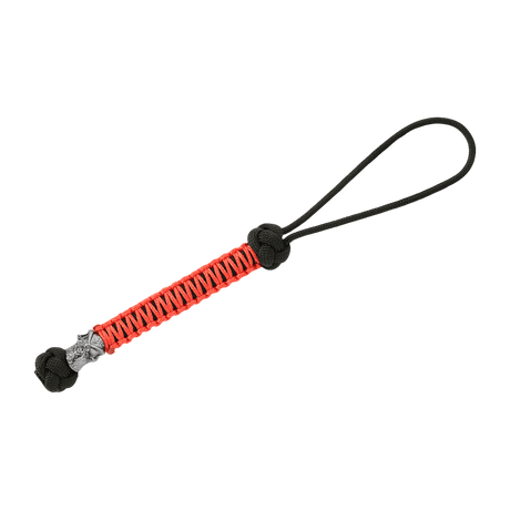 M-Tac Knife Lanyard Ninja lavet af rød og sort 550 type III paracord med cupronickel perle, 14,5 cm lang. Stilfuldt knivtilbehør.