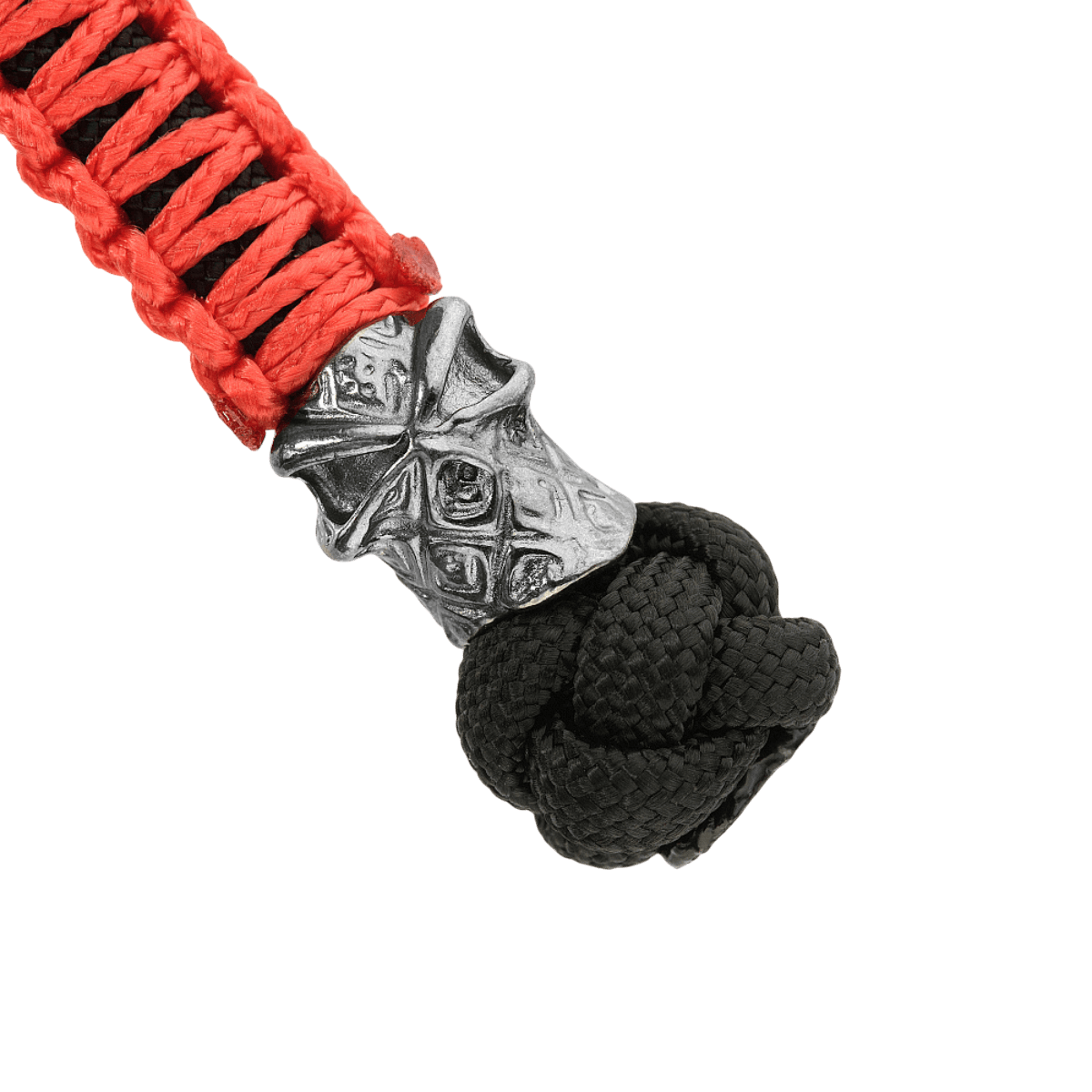 M-Tac Knife Lanyard Ninja in red and black paracord with a decorative metal bead highlighting stylish design and functionality.