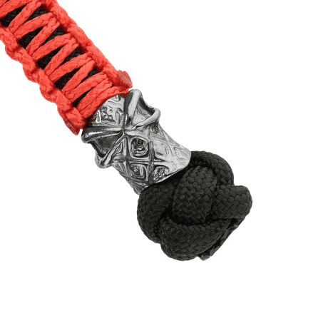 M-Tac Knife Lanyard Ninja in red and black paracord with a decorative metal bead highlighting stylish design and functionality.