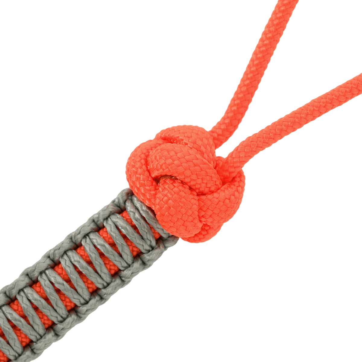 M-Tac Knife Lanyard Ninja i flettet paracord, orange og gråt design, tilføjer stil og funktion til din kniv. Praktisk lanyard til hurtig knivadgang.