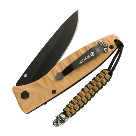 M-Tac Knife Lanyard Cuboid Skull with flettet paracord og dekorativ Cuboid Skull perle for stilfuldt og råt knivdesign.