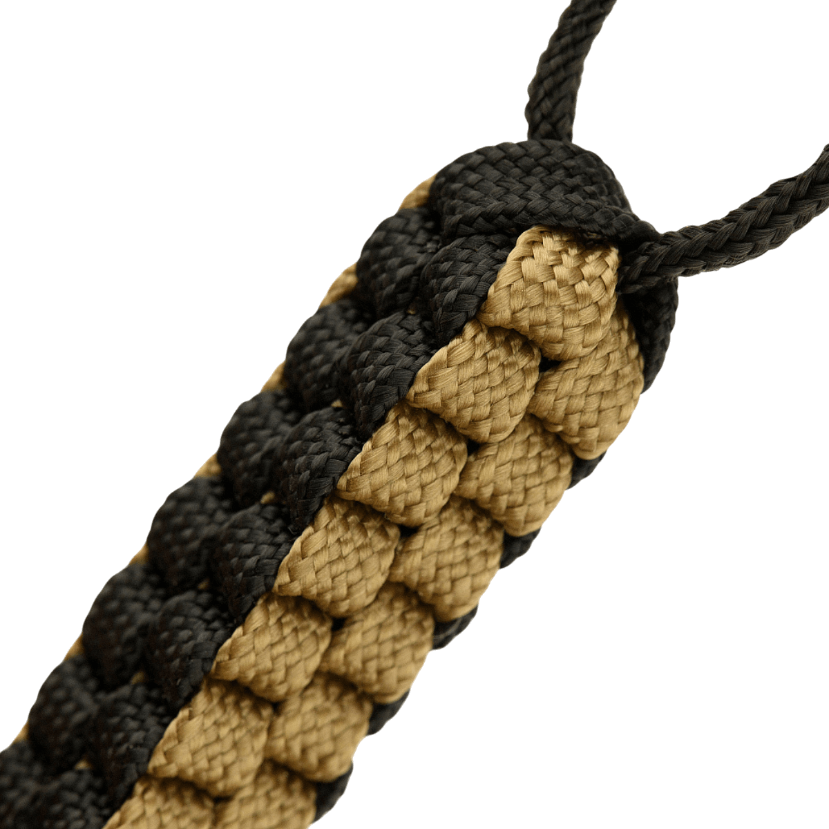 M-Tac Knife Lanyard Cuboid Skull i flettet paracord med kuboidkalle perle, sort og beige design, praktisk til knive