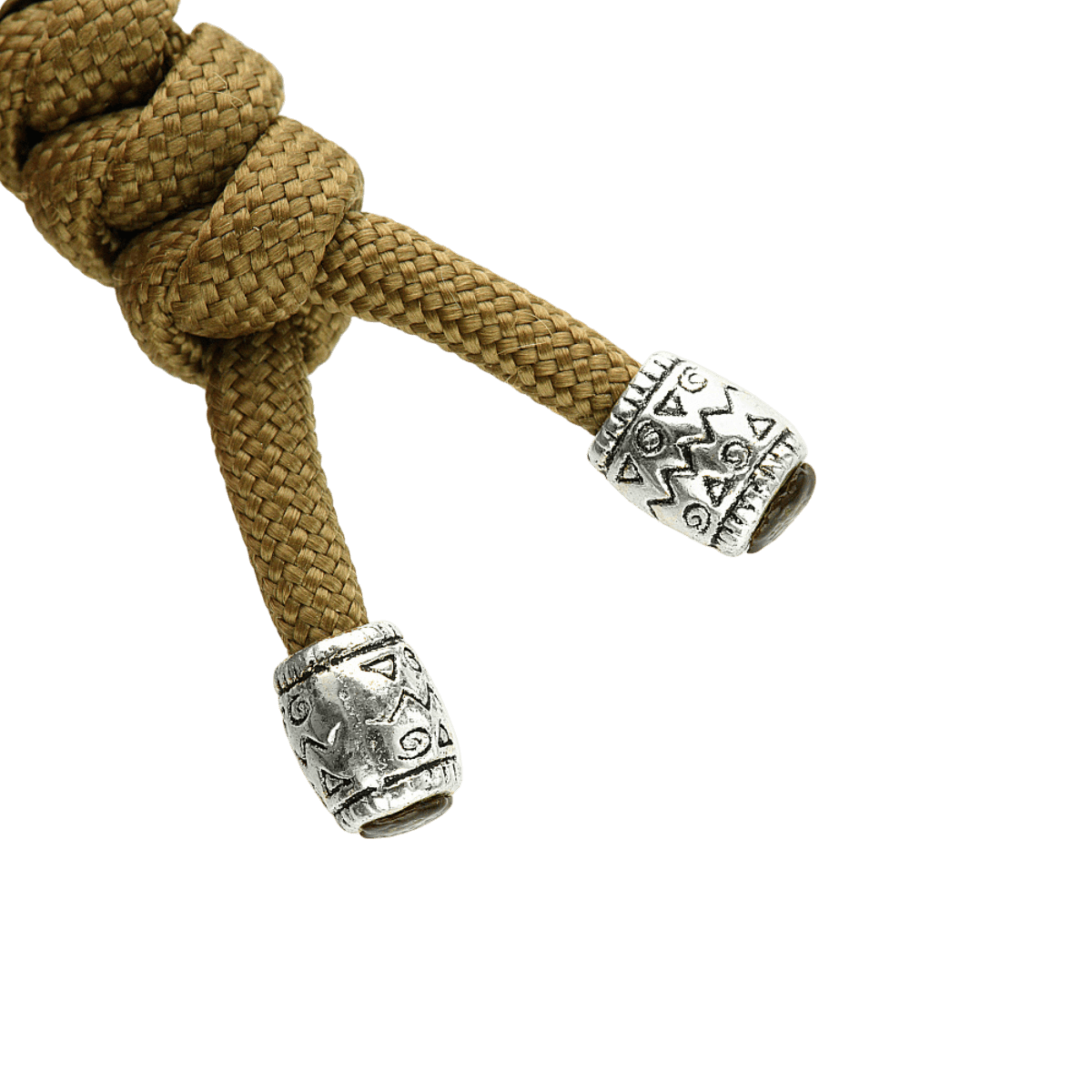 M-Tac Zeus Stainless Steel Lanyard med flettet paracord og dekorative rustfri steel-perler, praktisk til knive og udstyr.