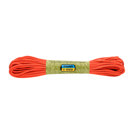 M-Tac Paracord Survival 15m, stærk orange paracord med 7 kerne-tråde, ideel til outdoor og overlevelse, brudstyrke 240 kg.