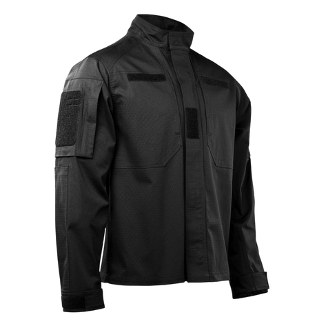 M-Tac Jakke Patrol Flex med Velcro og YKK fittings, designet til taktisk brug, viser ståkrave og forstærket skulderparti med IR-panel.