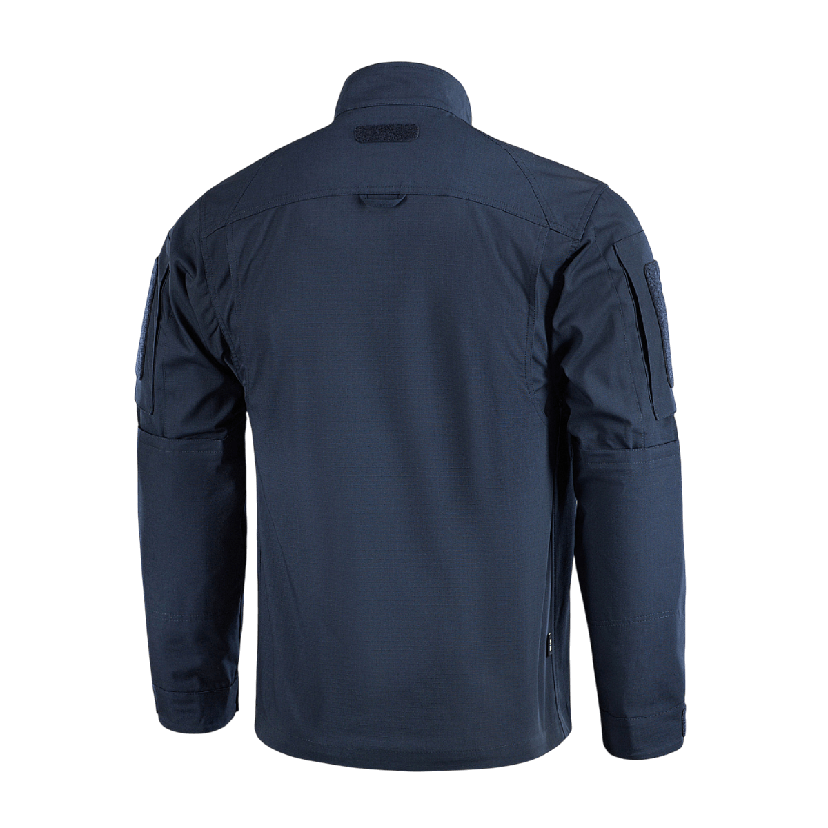 M-Tac Jakke Patrol Flex set bagfra, sort jakke med ståkrave og ventilationsøjer, designet til taktisk brug med velcro og YKK fittings.