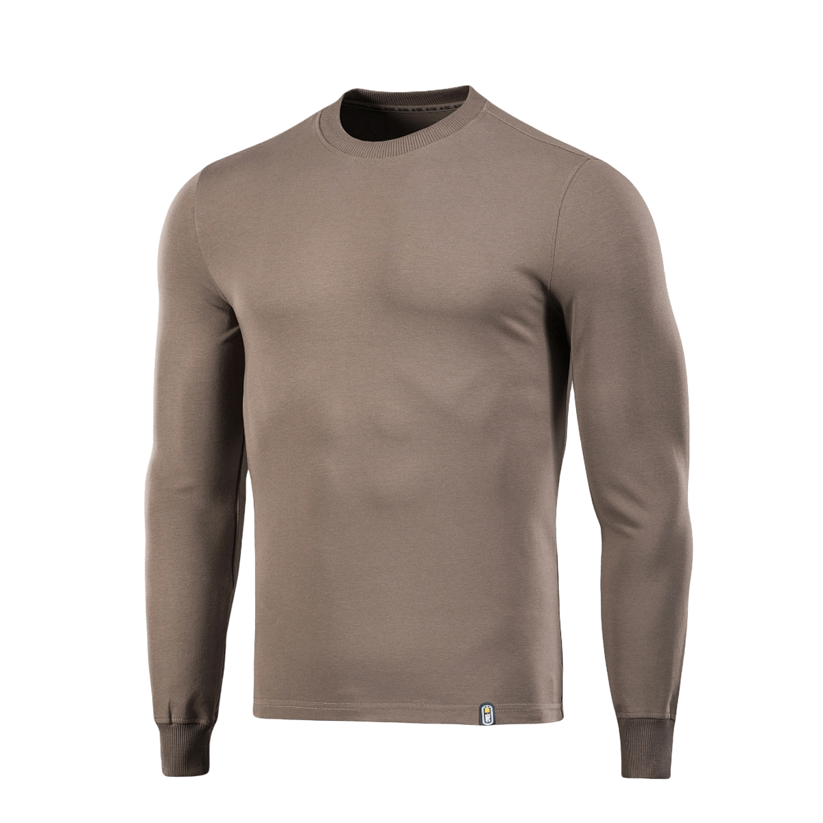 M-Tac Pullover 4 Seasons i brun farve med rund hals og lange ærmer, ideel til helårs brug, lavet af bomuld og elastan.