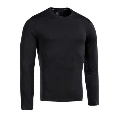 M-Tac Long-sleeve T-shirt 93/7 i sort, lavet af 93% bomuld og 7% elastan, ideel til hverdag, uniformer, sport og friluftsliv.