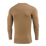 M-Tac Long-sleeve T-shirt 93/7 i brun, langærmet design set bagfra, fremstillet af 93% bomuld og 7% elastan, ideel til sport og friluftsliv.