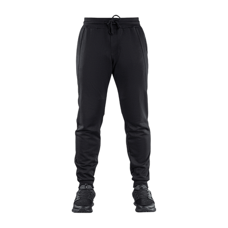 M-Tac Bukser Stealth Cotton i sort, sportsbukser af 100% bomuld med elastisk talje og sidelommer til løb og fitness.