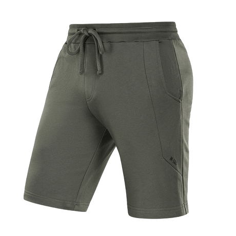 M-Tac Shorts Casual Fit Cotton i åndbart bomuld, mørkegrøn med elastik i taljen og diskret logo, ideel til sommerkomfort.