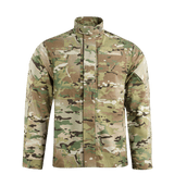 Kampjakke med camouflagemønster, velegnet til udendørs brug og taktiske opgaver. Slidstærkt og åndbart materiale for optimal komfort.