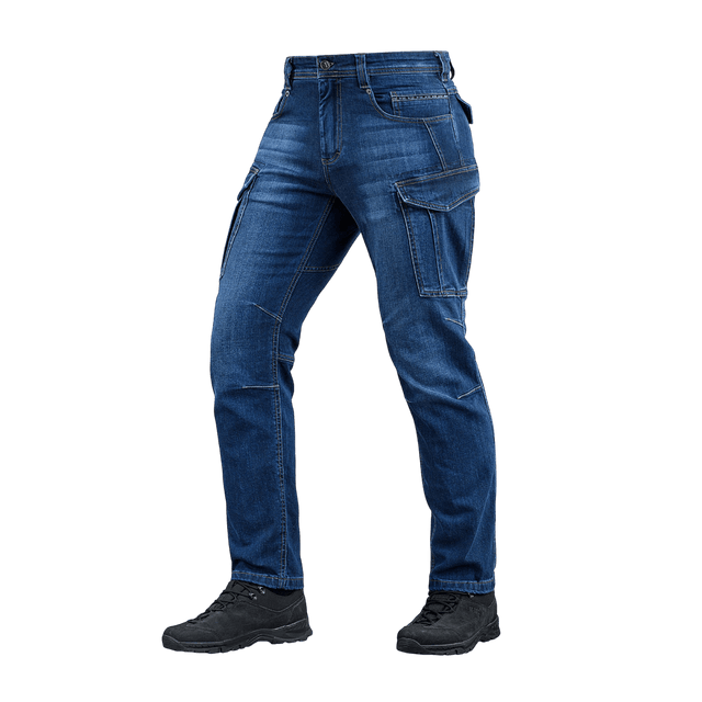 M-Tac Jeans Aggressor med moderne taktisk funktionalitet, slidstærkt denim, rummelige lommer, canadisk knap, YKK-lynlås.