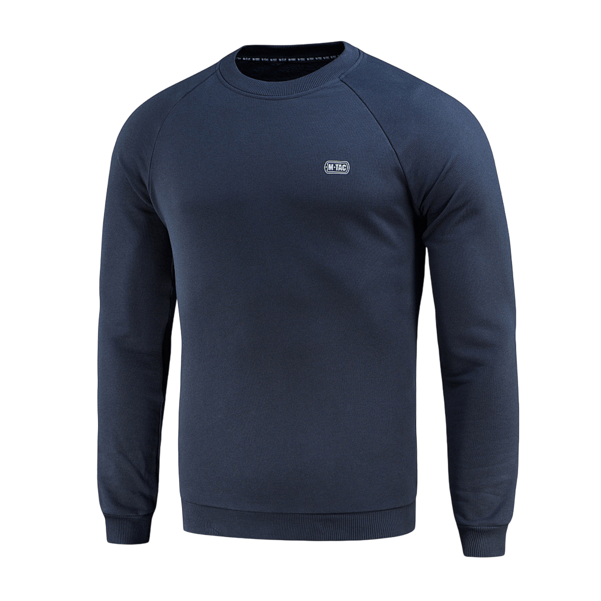 M-Tac Cotton Sweatshirt i marineblå, lavet af 100% bomuld med løs pasform og ribkanter til løb og fitness