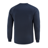 Denimblå M-Tac Cotton Sweatshirt set bagfra, 100% bomuld, løs pasform, ideel til løb og fitness, komfortabel og åndbar.