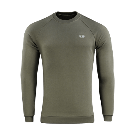 M-Tac Sweatshirt Cotton Hard i grøn med reflekterende logo, lavet af 100% bomuld, perfekt til varm og komfortabel hverdagsbrug.