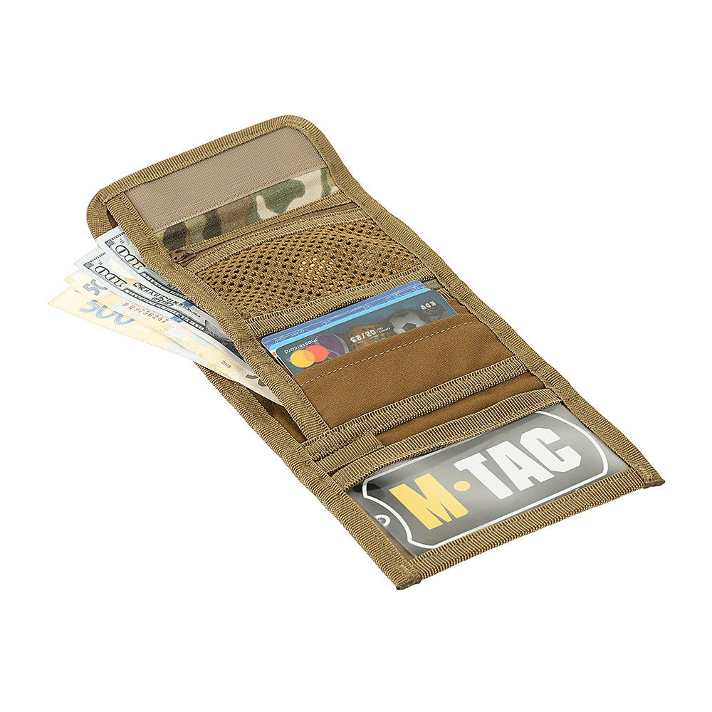 M-Tac Pung Elite Gen.II i Cordura 500D med rum til sedler, kort og lynlåslomme til mønter, åbnet og stilfuldt M-Tac logo synligt