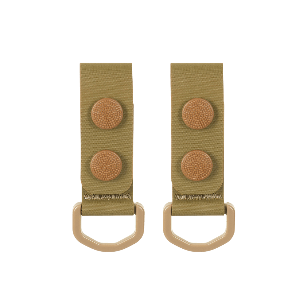 M-Tac Sæt af 2 – Duty Belt Keepers i olivengrøn med D-ringe, designet til fastgørelse af taktiske bælter til buksebæltet.