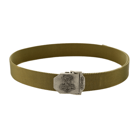 M-Tac Thors Hammer Bælte – Militærstil og funktionalitet, justerbart bælte med Thor's Hammer spænde i metal, 38mm bred, 130cm lang.
