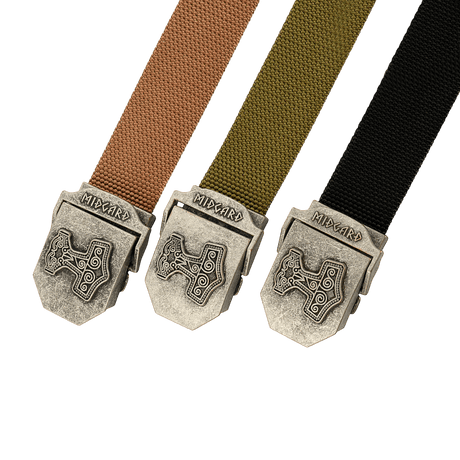 M-Tac Thors Hammer Bælte – Militærstil og funktionalitet i tre farver med Thor's Hammer design spænde. Perfekt til militær og friluft.