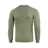 Bagfra visning af M-Tac Raglan Athlete sweatshirt i olivenfarve med raglanærmer og strækbare manchetter.