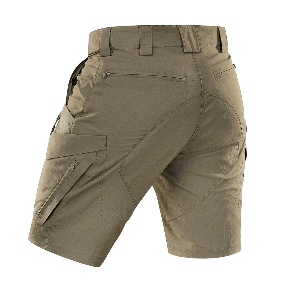 M-Tac Aggressor Summer Flex Shorts i lysebrun, letvægts design med flere lommer og justerbar elastisk talje til udendørs brug.