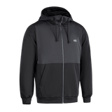 M-Tac Pilgrim Bomberjakke med hætte i sort og grå, komfortabel og funktionel til hverdagsbrug og sport, med lynlås og ribbede manchetter.