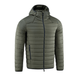 M-Tac Stalker Gen.III Jakke i grøn nylon med hætte og YKK lynlåse, ideel til kolde temperaturer ned til -15°C.