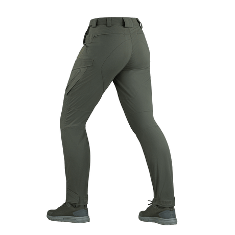 M-Tac Bukser Aggressor Summer Flex Dame i grøn, letvinte og åndbare taktiske bukser til kvinder med Rip-Stop nylonstof og YKK-lukninger.