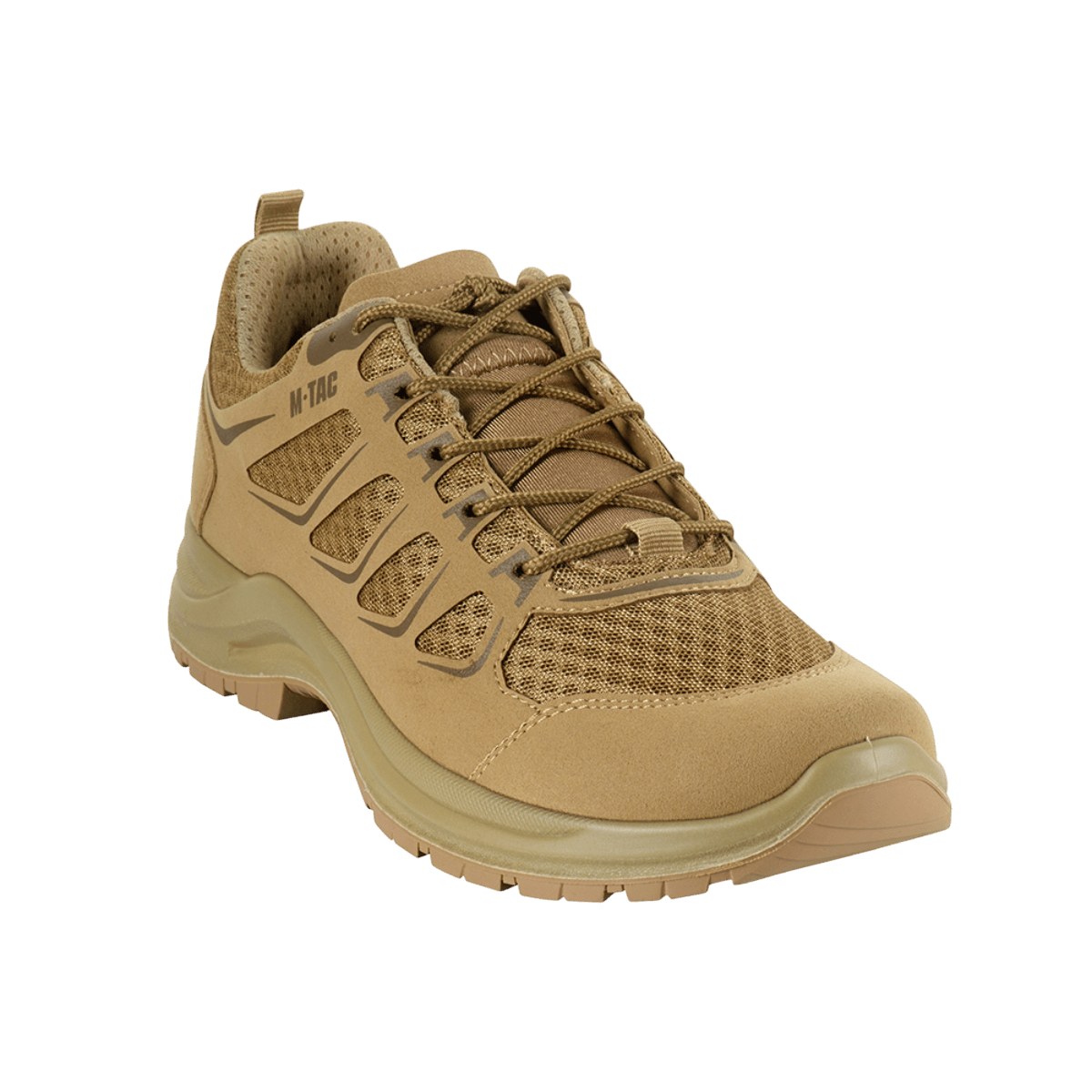 M-Tac Tactical Sneakers IVA i beige med åndbar mesh og syntetisk nubuck, ideel til trekking og outdoor-aktiviteter, let og holdbar.