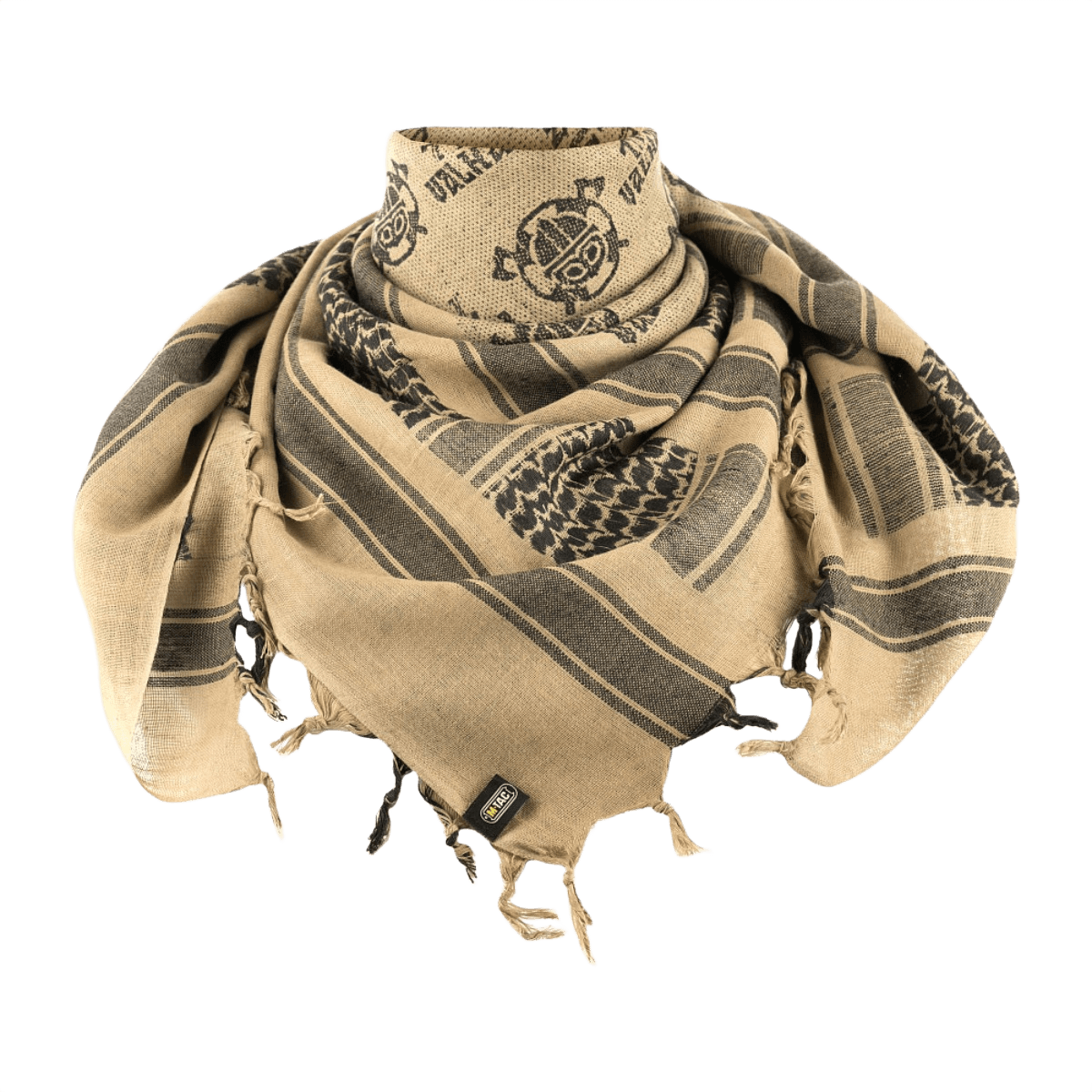 M-Tac Shemagh Tørklæde Til Valhall med mønster, 100% bomuld, størrelsen 105x105 cm, beskytter mod sol og vind, inspireret af norsk slogan.