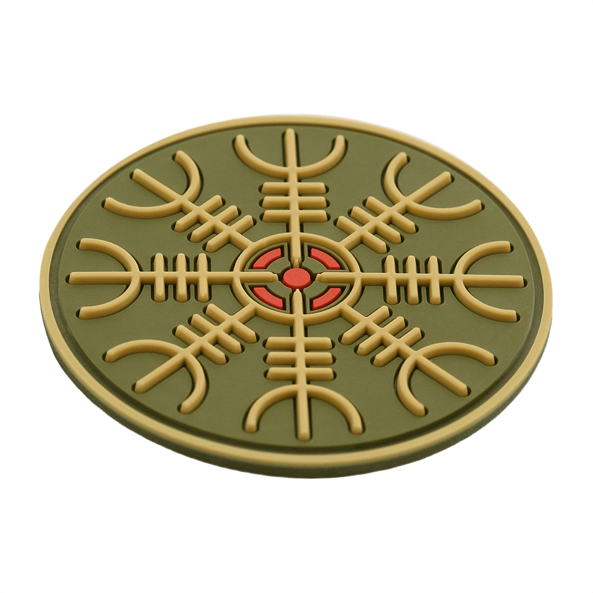 M-Tac Patch Egeshjelm 3D PVC med vikingesymbol Helm of Terror, 55 mm gummi, Velcro til montering. Ikonisk design til beskyttelse.