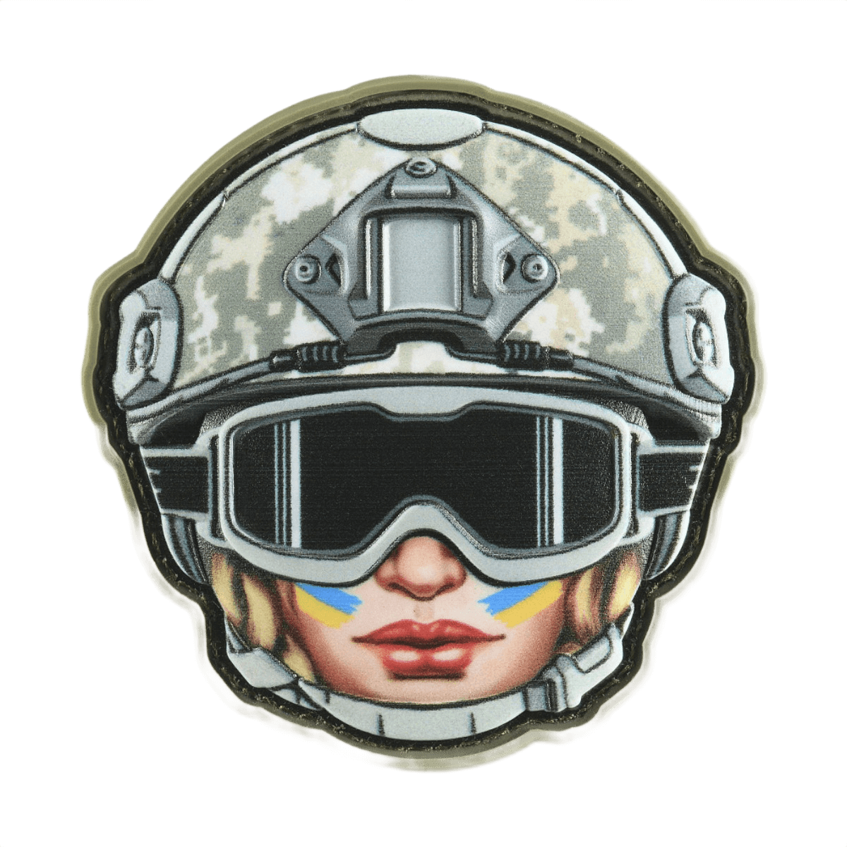 M-Tac Patch Emoji #49 PVC morale patch med hjelm og 3D-effekt, Velcro-fastgørelse, ideel til tøj og udstyr, sjovt og taktisk design.