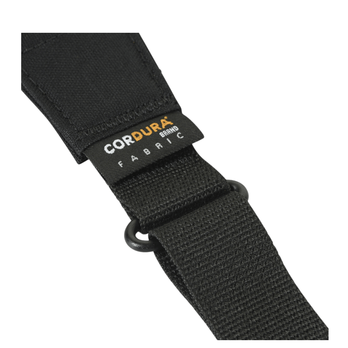 Sort våbenrem fra M-Tac med Cordura-stof, viser robust konstruktion. Perfekt til både to-punkts og enkelt-punkts fastholdelse.