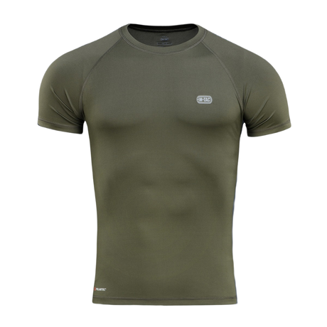 M-Tac T-shirt Ultra Light Polartec i olivengrøn med svedtransporterende Power Dry® materiale, perfekt til træning og outdoor.