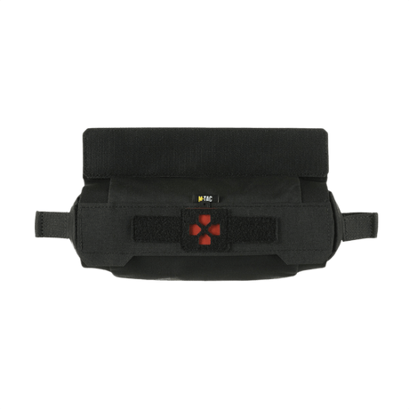 M-Tac Horizontal Medical Pouch ROLL Elite i sort, holdbar Cordura 500D, designet til minimal pladsforbrug og komfort ved kørsel.