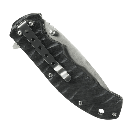 M-Tac Outdoor & Militær foldekniv - Type 8 med krom rustfrit stål klinge og Clip Point form, set i lukket position med designet håndtag.