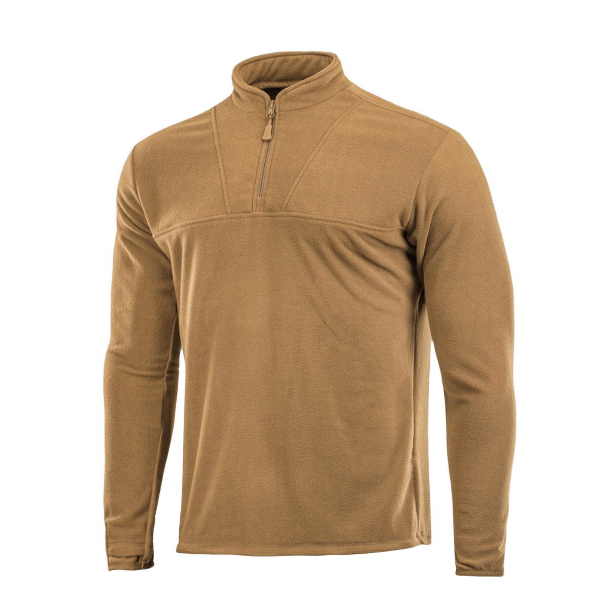 M-Tac Delta Fleece Jakke i brun, komfortabel og praktisk design, ideel til udendørs aktiviteter med ærmer med tommelhuller.