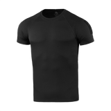 M-Tac T-Shirt Raglan Sweat-Wicking Tactical Summer, sort t-shirt med raglanærmer, perfekt til varme dage og fysisk aktivitet, set forfra.
