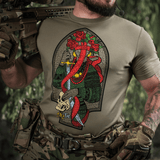 M-Tac T-Shirt Motanka med Motanka-dukke print, traditionel ukrainsk outfit og "Terra Cosaccorum" tekst på bagsiden.