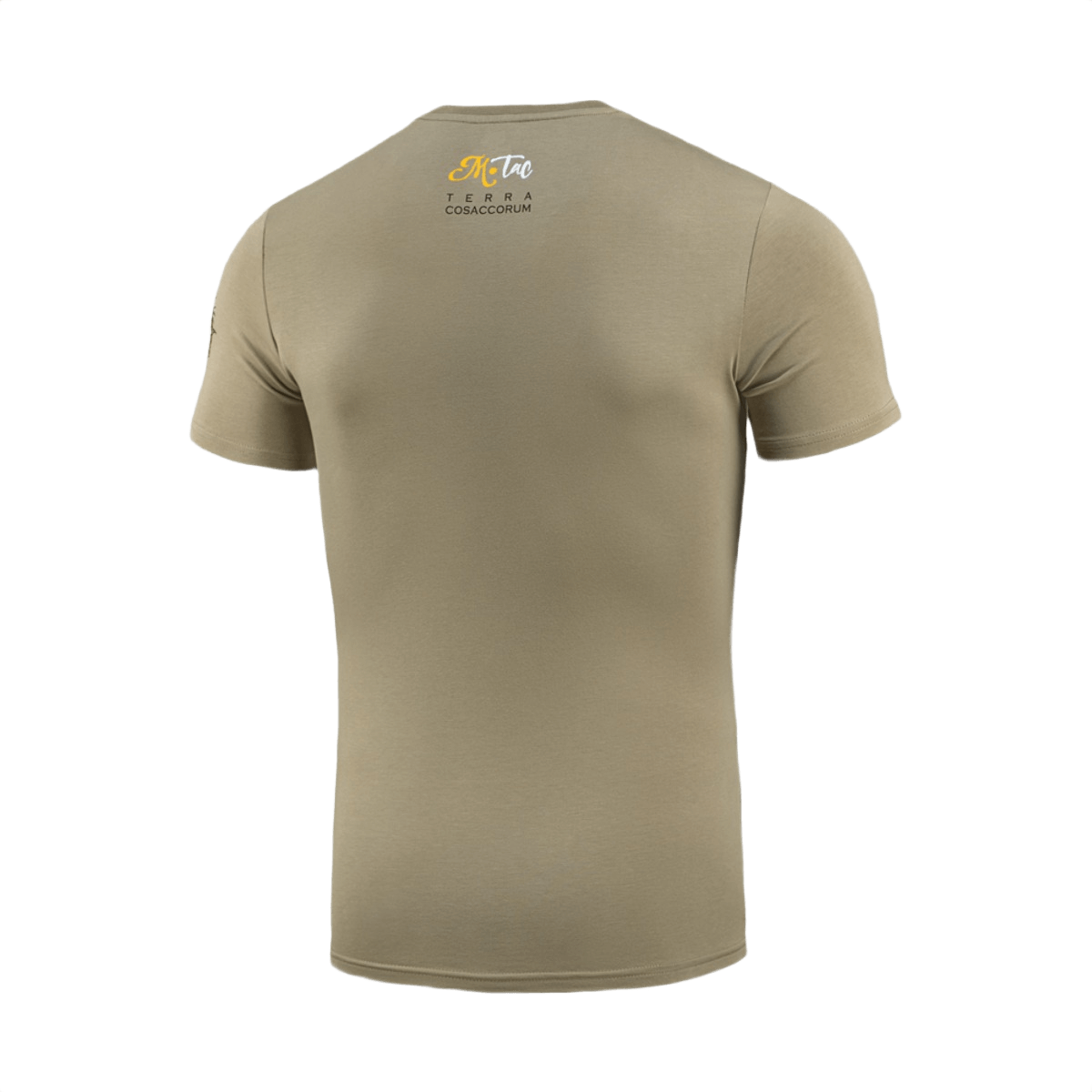 Bagside af M-Tac T-Shirt Motanka med "Terra Cosaccorum" tryk, viser ukrainsk kulturarv og traditionelt kosakdesign.