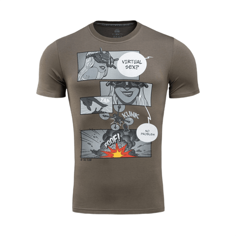 M-Tac T-Shirt Comics Drone Girl med print af FPV-pilot, der styrer drone præcist. Blød bomuldsblanding for komfort og bevægelsesfrihed.