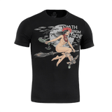 M-Tac T-Shirt Death From Above i sort med heksemotiv, droner og ugle, lavet af bomuld og elastan for komfort og stil.