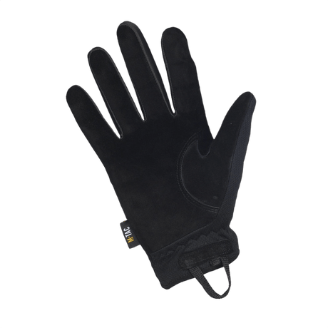 M-Tac Handsker Scout Tactical sort handske med ægte læder håndflader for komfort og slidstyrke, velegnet til værktøjshåndtering.