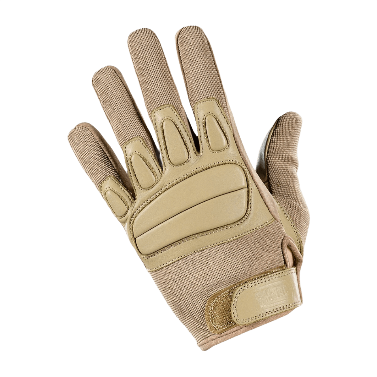 M-Tac Handsker Assault Tactical Mk.2 i beige, med stødabsorbering og justerbar velcro, ægte læder for beskyttelse og komfort