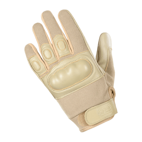 M-Tac Handsker Assault Tactical Mk.4 med forstærket håndflade og velcro, designet til våbenhåndtering, dæmpning på knoerne.