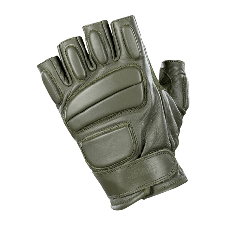 M-Tac Fingerløse Handsker Assault Tactical Mk.1 i læder med kno-pads og justerbar velcro for våbenhåndtering.