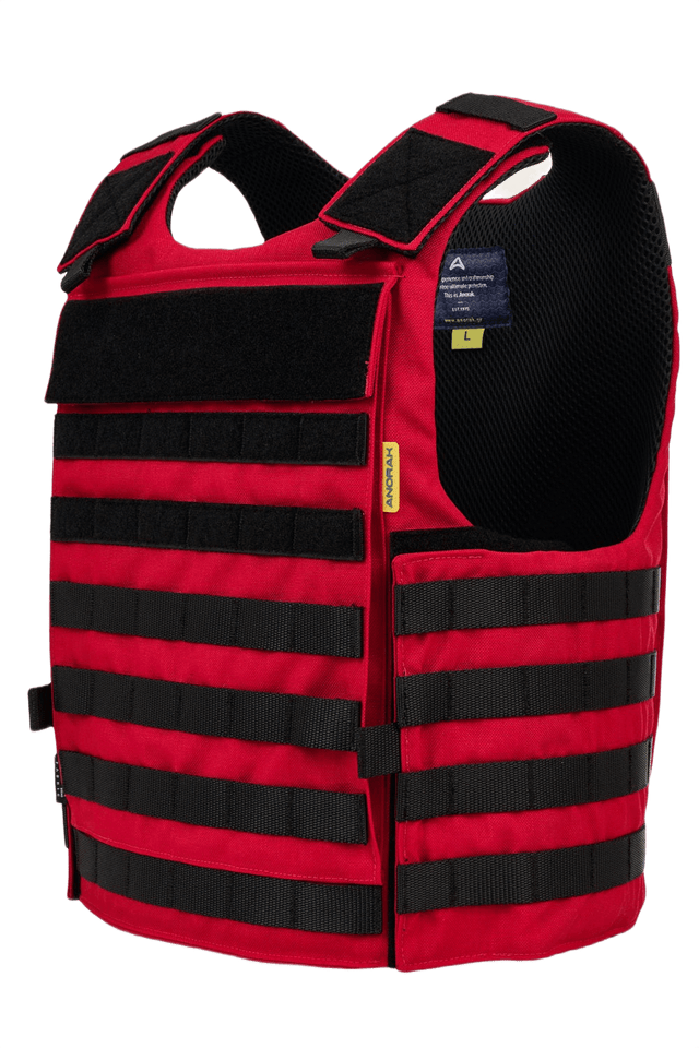 Anorak Chromium® Instructor I Skudsikker Vest i rød, ergonomisk designet til maksimal IIIA-beskyttelse og komfort.