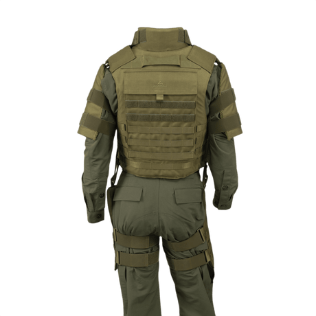 Anorak Chromium® Tactical II – fuldt sæt soft body armor vest i oliven for maksimal beskyttelse og fleksibel tilpasning.
