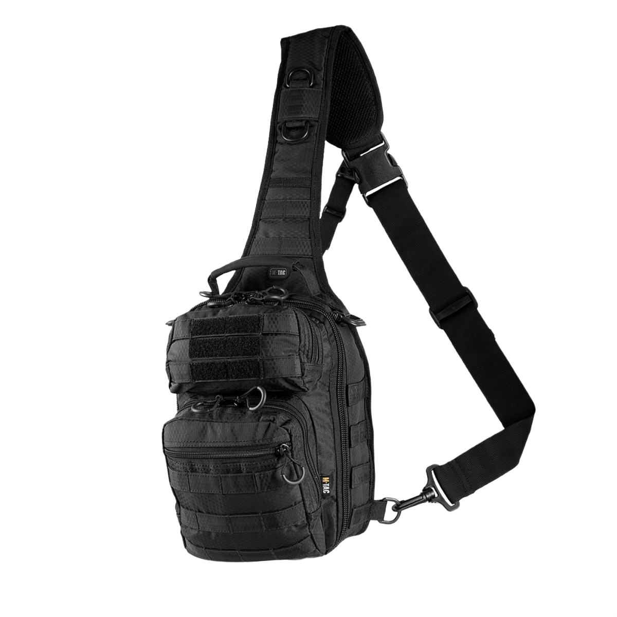 M-Tac Urban Line City Hunter Hexagon Bag i sort, praktisk sling taske med flere lommer og skulderrem, velegnet til daglig brug.